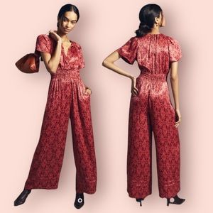 Anthropologie Red Jumpsuit